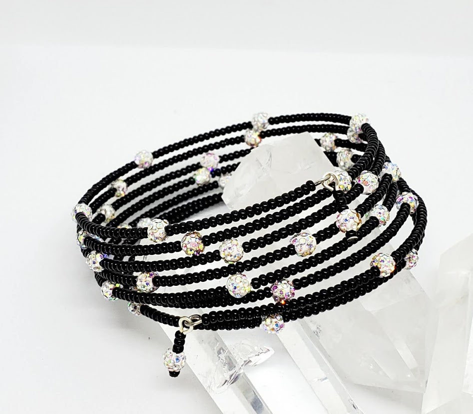 Black & Bling Bangle Bracelet