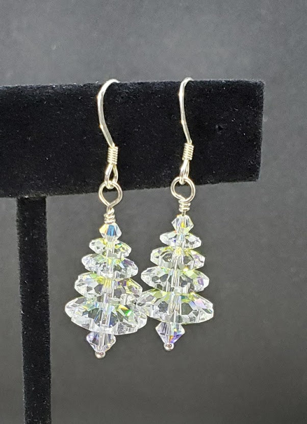 4 tier Swarovski Crystal AB with Sterling Silver Wire. 1.5" long. Very reflective even in Firelight!
