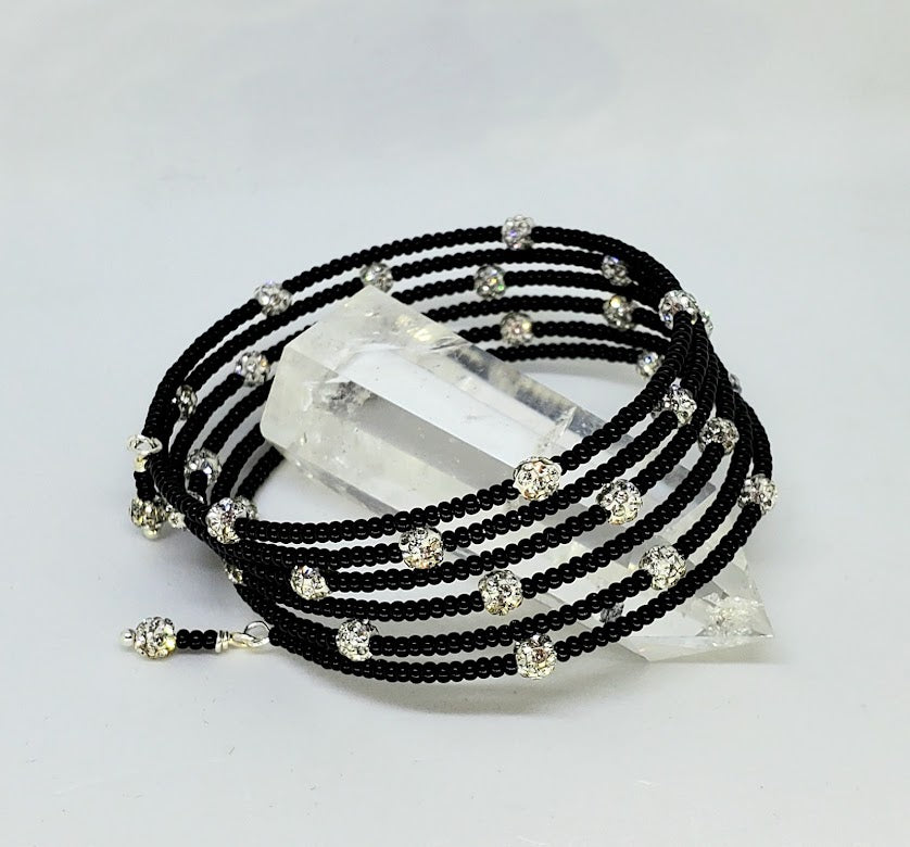 Black & Bling Bangle Bracelet