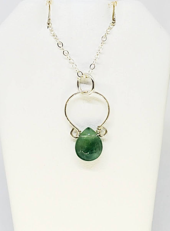 Natural Gemstone pendant with 18" Sterling Silver snake chain.