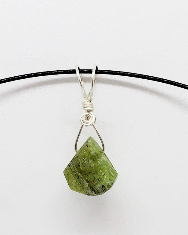 Natural Gemstone pendant with 18" Sterling Silver snake chain.