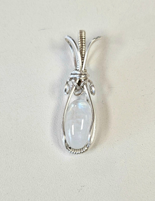 Sterling Silver Wire Wrapped Moonstone Pendant