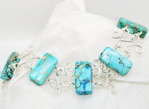 Aqua Impression Jasper Bracelet made with Wig Jig Wire Loops