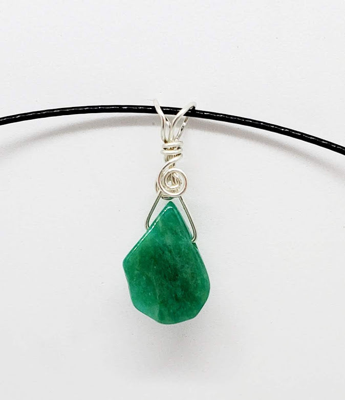 Natural Gemstone pendant with 18" Sterling Silver snake chain.