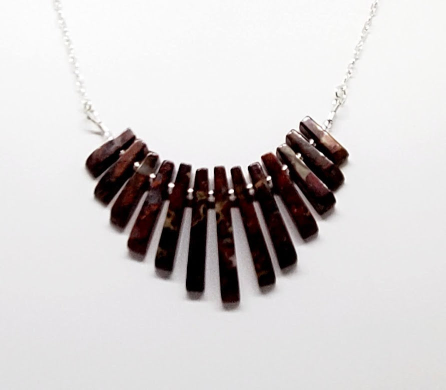 Stunning Petite Fan Gemstones Necklace in Sterling Silver