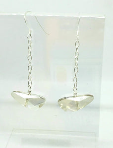 Crystal Wing Dangle Earrings & Sterling Silver