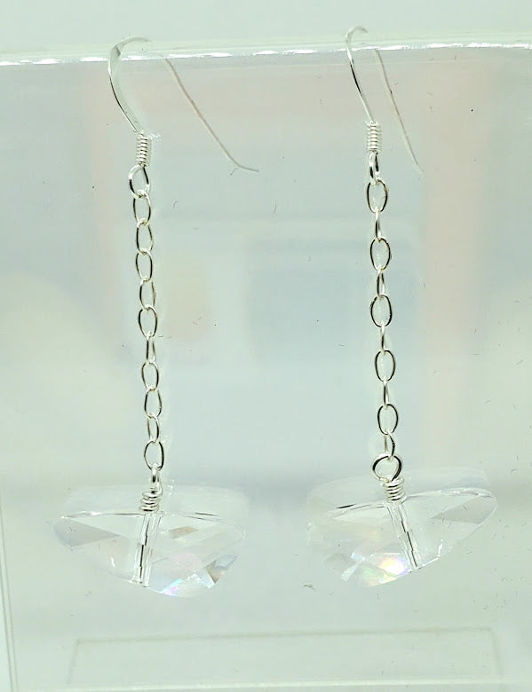 Crystal Wing Dangle Earrings & Sterling Silver