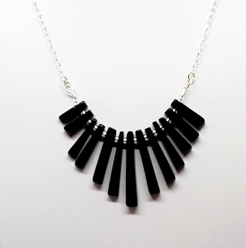 Stunning Petite Fan Gemstones Necklace in Sterling Silver