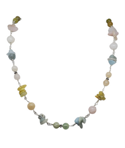 Morganite Gemstone Sterling Silver linked Necklace